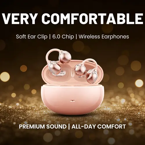 INSONIXN SK50 Wireless Clip-On Open-Ear Electronic Headphones - Bluetooth 6.0, Charging Support, Upgraded Panoramic Sound, Water-Resistant, Dustproof, Voice Control, 30H Battery Life, Cordless Sports Earbuds for Running, TikTok Shop Back to School, Waterp