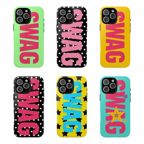 SWAG Combo Polycarbonate Rubber Smartphone Casing - Colorful Vibes, Wireless Charging Compatible, Handheld Protection Cover for iPhone 17,16,15,14,13,12,11 Pro Max | Mobile Phone Accessories Protector