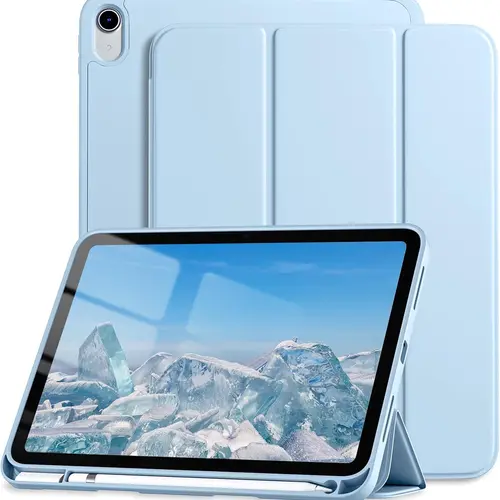 iPad Case with Integrated Stand - Foldable Slim Trifold Tablet Cover, TPU Back Protection, Auto Sleep/Wake, Pen Slot, Durable Sky Blue Accessories for 10.9in 10th Gen 2022 & 11in A16 2025 iPads