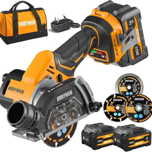 ALLOYMAN 20V Cordless 3-Inch Cut Off Tool,Power Circular Saws,Brushless Motor, 18,000 RPM, Forward/Reverse, LED Light, 2x4.0Ah Batteries & Charger,Ideal for Metal, Wood, and PVC Cutting ms  201c stihl  tc small  eagle  saw brazed  diamond  blade