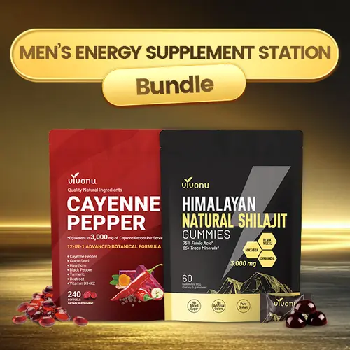 VivoNu Circulation & Energy Wellness Bundle | Cayenne Pepper Softgels + Himalayan Shilajit Gummies | Heart, Blood Vessel & Daily Vitality Support