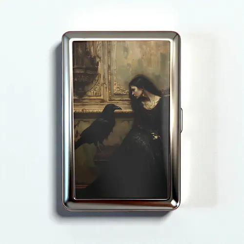 Vintage Cigarette Case - Card Holder Trinket Box Gothic Wallet Business Card ID Holder Versatile Stash Tin Box Metal