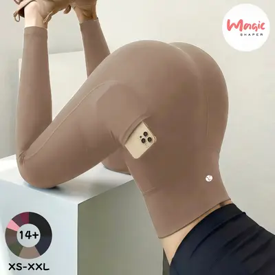 【Magic Shaper】High Waisted Tummy Control Pocket Shaping Training Leggings | Hug Curve Butt Lifting Workout Leggings That Stay Up Blue/Black Leggings Bonnie - Comfortable & Stylish | Spring & All-Season Wear,summerwins