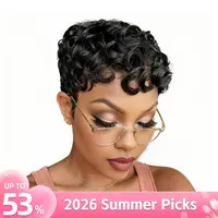 GieswyHair Wear And Go Glueless Wig  Pixie Cut Wig for Black Women Short Bomb Curly Wigs  Short Pixie Cut Wig Snug Fit Wig Stylist Friendly Wig