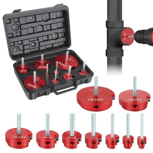 【9-Piece Set】Aluminum Alloy PVC Pipe Reamer Kit, Professional PVC Socket Saver Fitting Tool (1/2" to 4"), for Water Drain Vent Lines, Fits SCH40/CPVC/ABS