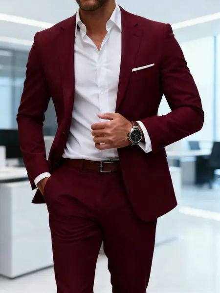 Men's Two-Piece Suit Set, Casual High-Quality Long Sleeve Blazer and Pants, Suitable for All Seasons, Formal Wear for Business, Party and Office Wear