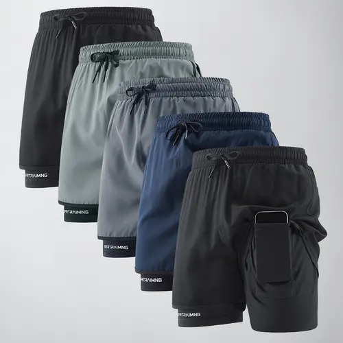 Men's sports shorts with side pockets, elastic waistband, and lightweight stretch fabric, suitable for running and casual wear - compression shorts | Gray running shorts | Fashionable sports shorts | Comfortable fit, Athleisure Casual Shorts, Breathable A