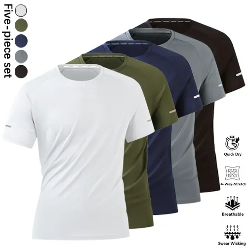 Men's Sports Short Sleeve T-Shirt Running Fitness Outdoor Training Quick Dry 4-Way Stretch Breathable Gym Apparel Gym Workout Tee