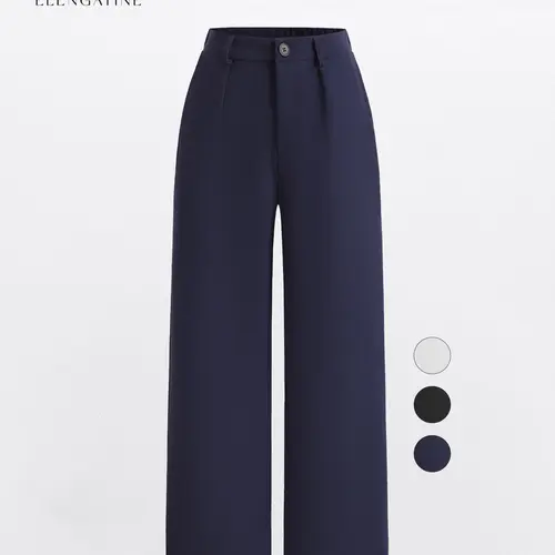EL ELENGATINE Women's High-Waist Pleated Wide Leg Work Pants, Stretchy Polyester Bottoms, Business Casual Workwear for Corporate Office Wear, Smart Everyday Women's Bottoms Pair with Blouses