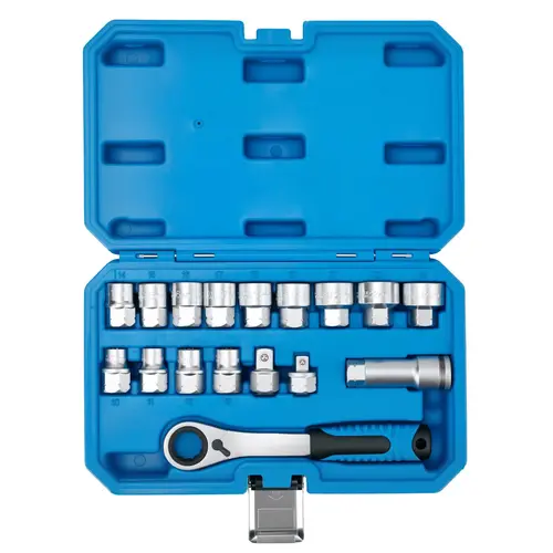 GJANSH 17-Piece Pass Through Socket Set, Metric 10–24mm, Hollow Ratchet Socket Kit for Automotive Repair & Machine Maintenance toolupgrade