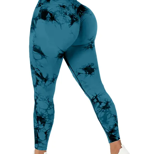 QGU Women's High-Waisted Shaping Yoga Pants - 1-Piece Summer Contrasting Hue Activewear Bottoms, Elastic Fabric, Peach Color, Lifting Design, Athleisure & Biking Wear, Made in USA