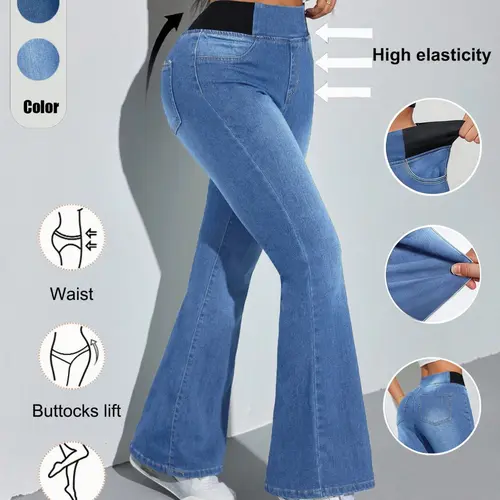 Women's High Waisted Denim High Rise Jeans Pants Elastic Fitted Slim Fit, Casual Daily Wear, Streetwear, Commuting, Dating, Micro Flare Design, Bootcut Stretch Jeans, All Seasons, Womenswear