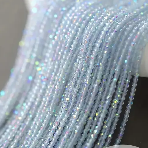 3 Strand Glass Beads 530-550 Pcs 2mm Tiny Cut Faceted Round Bead Strands Bead Assortment DIY Mixed Beads Beading Supplies DIY Jewelry Making Supplies for Rings Bracelets Necklaces