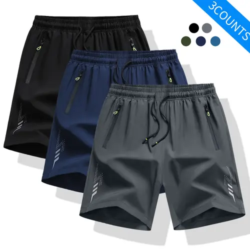 Men's Stretchy Knee-Length Gym Shorts - Quick-Dry, Lightweight Spandex, Fitted Waist, Breathable, Casual Sports Shorts with Pockets for Training, Summer Wear