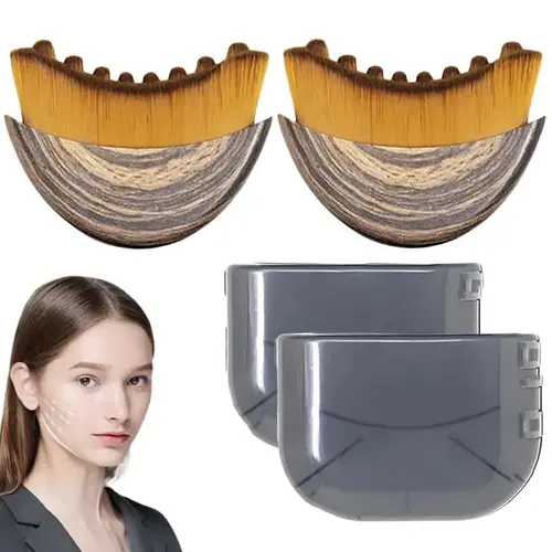 2PCS Lymphatic Contour Face Brush - Jawline & Chin Sculpting Dry Brushing Massager, Ergonomically Designed for Precise Skin Fit, Lymphatic Drainage, Facial Fatigue Relief, Soothing Face Scrubber, Facial Care Instrument, Beauty Products, Self Care Products