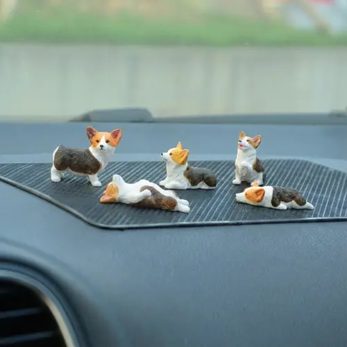 MUNBYN 5-Piece Kawaii Cartoon Mini Dog Resin Figurines & Miniatures Set, Multi-Pose Playful Animal Sculptures, Decorative Ornaments, Kawaii Desktop Decoration, Office Cubicle Desk Accessories, Coworker Mini Gifts