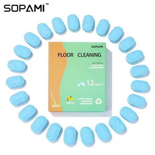 SOPAMI Scented Household Cleaning Granules - 12/24PCS Floor Tablets, Lemon/Mint Scents, Eco-Friendly Formula, Grime & Odor Remover, Fast-Drying No Residue, Safe for Wood Tile Marble, Fresh Scent Floor Cleaners, All-Purpose Cleaner, Home Supplies