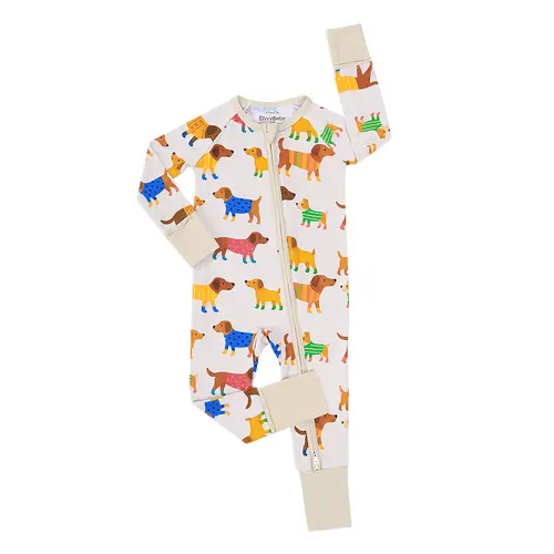 Bamboo Baby Fitted Long Sleeve Zipper Romper - 2-Way Zippy, Stretchy 5% Spandex, 95% Bamboo Viscose, Animals/Characters Prints, Asymmetrical Detail, All-Season, for Newborns & Infants 0-2T