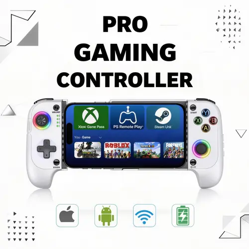 Mobile Gaming Controller for Iphone/Android(100-175mm), Wireless Gaming Phone Controller with Phone Case Support, Hall Effect Joystick, Turbo - Low Latency Bluetooth Controller ipad games steam,back to school,back to school haul