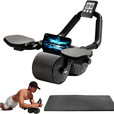 YICF Ab Roller Wheel Workout Abdominal Fitness Wheel for Core Muscles Training with Digital Timer Phone Holder Smart Rebound Dual-Wheel Design Eco-Friendly Build maquina abdominal total body rueda