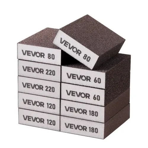 【Summerfinds】VEVOR Multi-Grit Sanding Sponge Pack (10 Pcs, Aluminum Oxide) - 60/80/120/180/220 Grit (2 Each), Reusable Washable Handheld Hardware Sanding Blocks for Dry & Wet Use on Drywall Wood Metal, Repair