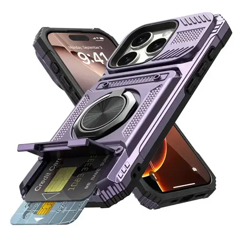 Luxury Heavy-Duty Rotatable Magnetic Ring Holder TPU Casing - Shockproof Anti-Drop Wallet Cover, Full Port Access, Model-Fit Cellphone Case for iPhone 17,16,15,14 Plus,13 Pro Max Series