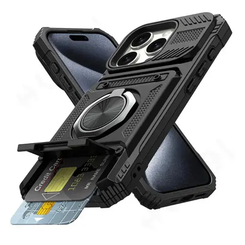 Magnetic Rotatable Ring Kickstand Heavy-Duty Drop Protection Wallet Case with Cash & Card Slots for iPhone 16/15/14/13/12/11 Pro Max, XS, XR, 8/7 Plus - Wireless-Compatible Cellphone Handheld Accessories,back to school,back to school haul
