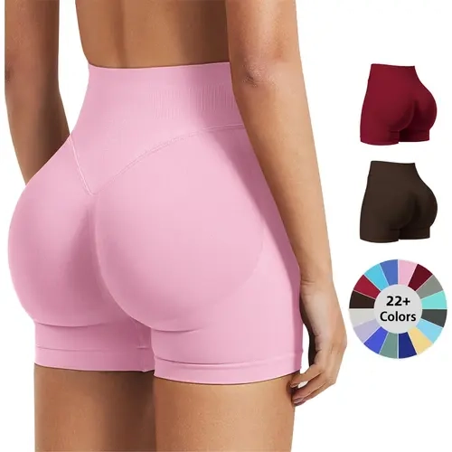 New Women’s High-Waisted Seamless Yoga Shorts – 3-Inch Butt-Lifting Tight-Fit Gym Workout Shorts