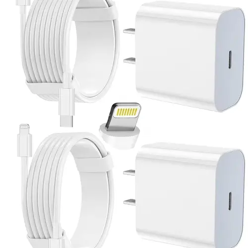 RXVNPXI 2-Pack 20W Super Fast Charging USB-C Smartphone Wall Charger Block with 2-Pack USB-C to Lightning Cable - Electronic Mobile iPhone Charger for iPhone 14 Pro Max,13,12,11,Cellphone Devices