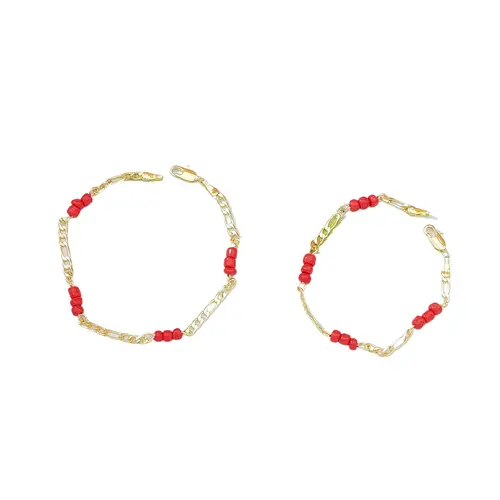 Exquisite 14-Karat Gold Plated Wine Red Beaded Bracelet - Women's Lucky Fashion Jewelry Bracelets, Unisex Metal Coating Sports Wristband, Easy Daily Wear Option for Christmas Gifting