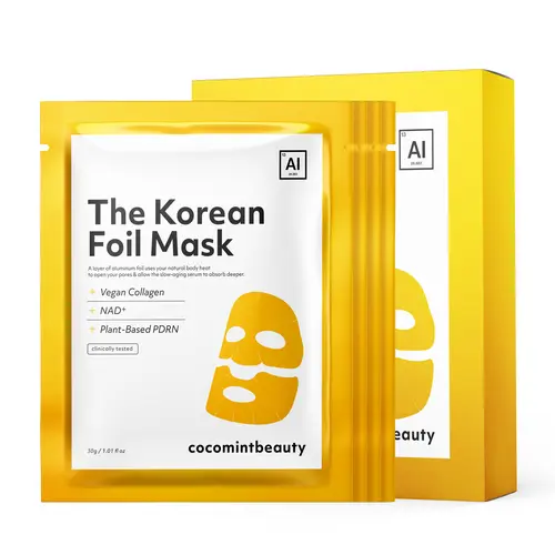 cocomintbeauty - The Korean Foil Mask | INSULATING SHEET MASK BOOSTS ABSORPTION OF ANTI-AGING SERUM, COLLAGEN, NAD+, PDRN, TRIPLE ELASTICITY COMPLEX, Hydration Mask, Repairing Mask