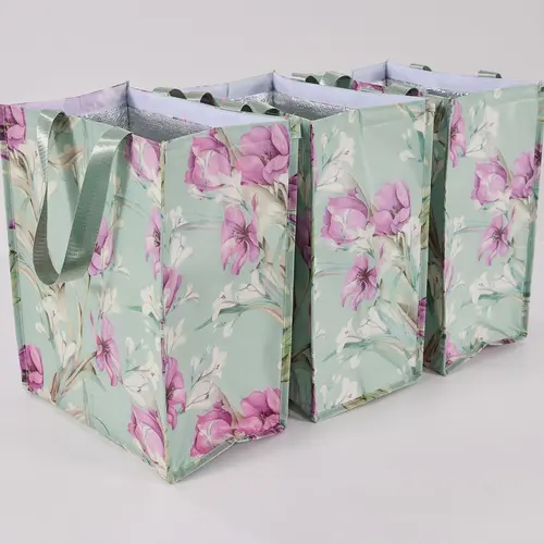 Periea Set of 3 Insulated Shopper Totes with Velcro Closure