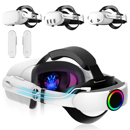 Hurra Head Strap with Battery Compatible with Meta/Oculus Quest 2/3/3S, 20W Fast Rechargeable Elite Strap Extend 6-8H Playtime, RGB Battery Pack VR Head Strap Accessories,back to school,back to school haul