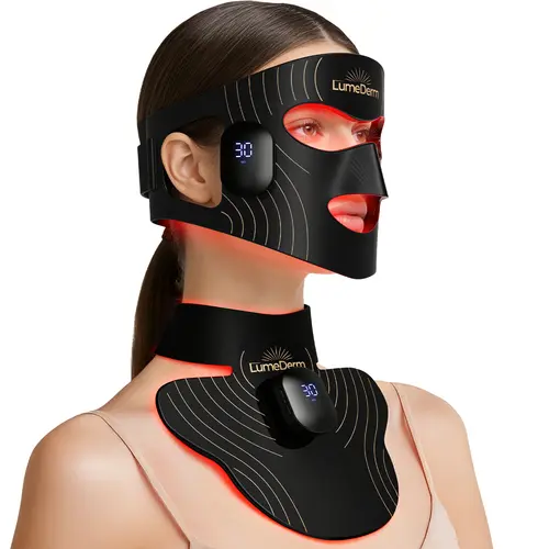LumeDerm GLOW Wireless LED Facial Mask - 850nm NIR Light Therapy, 3 Modes, Portable Rechargeable for Home & Travel, Anti-Aging Selfcare Glow Up Beauty Device Gift
