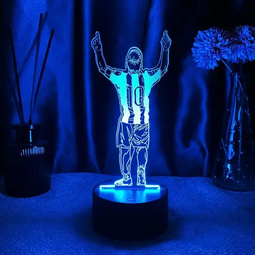 Sports Football Trophy 3D LED Atmosphere Lighting Night Light with USB Power, Touch Control Dimmable Switch, Dimmable Nightlight, Light-Up Home Decor and Ideal Gift for Football Fans