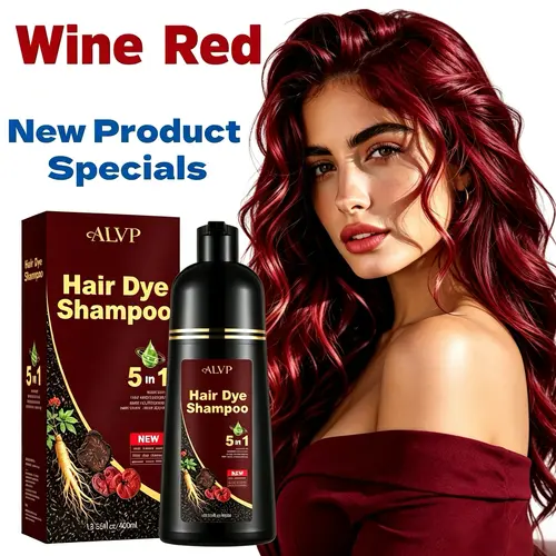 ALVP 2026 5-in-1 Plant-Based Hair Dye Shampoo - Gentle Herbal Haircare, All-Gender Salon-Quality, Gray-Covering Long-Lasting, Ginseng-Infused Scalp Nourishment, No Mixing & No Tools Needed, Wine Red & Chestnut Brown, Great Gift Idea