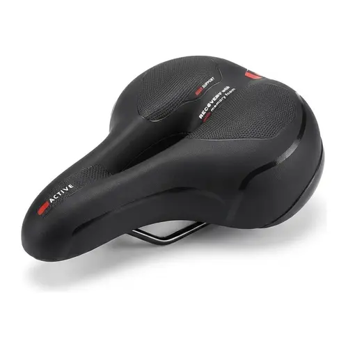 Ergonomic Gel Foam Bicycle Saddle - Wide Width Unisex Adult Fit for Road Biking & Mountain Biking, Waterproof, Shock-Absorbing, Fatigue-Reducing, with Lights & Reflectors