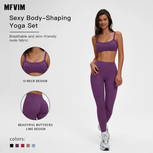 MFVIM Sporty Two-Piece Set Women’s Plain Crop Cami Top & Flare Leg Pants Sports Set, Sporty Casual Comfy Breathable Two-Piece Outfits for Yoga, Gym, Workout, Running, Gym Workout Clothes,travel essentials,camping essentials
