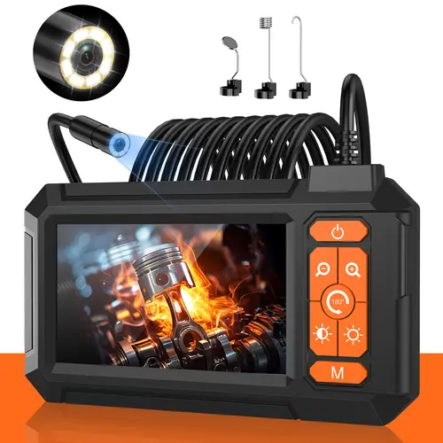 Industrial Endoscope Camera Tool - 4.3in HD Screen Snake Borescope, IP67 Waterproof, 8-LED Focus Lighting, Lithium Ion Batteries, Car Repair Diagnostic Tool for Vehicle Automotive Inspection, Sewer Checks