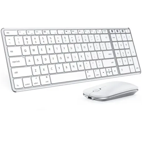 Seenda Rechargeable Slim Keyboard Mouse Set - SKM64-2 Minimalist Metal Mini Wireless Combo with Silent Keys, 3 Multi-Device Connection, Compatible for Mac, MacBook Pro/Air, iPad, iPhone, Space Gray
