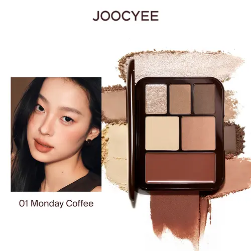JOOCYEE Lookbook Multi Palette, 5-In-1 Coffee Latte Makeup Palette, Eyeshadow, Contour, Blush & Radiant Shimmer Illuminator, Smooth Texture, Create Smokey Eye & Glowing Makeup, For Daily Beauty, Back to School