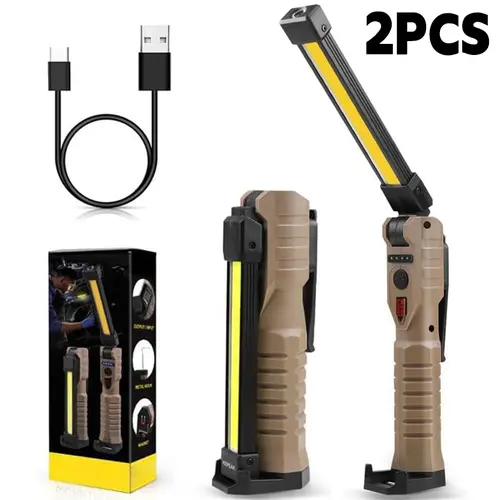 Rechargeable Flashlights, LED Work Lights with Magnetic Base & Hanging Hook, 180°Rotate, 5 Modes, Work Light Mechanic Flashlight(2 Pack)#summerfinds