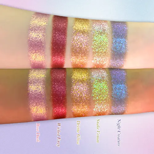 SheenEffect Luxury Glitter Eyeshadow Palette - 5 Bold Colors, Colorful Eyeshadow Pigments, Vivid Lid Shimmer for Vibrant Nighttime Eye Makeup Looks, Pressed Pigment, Makeup Routine Essential