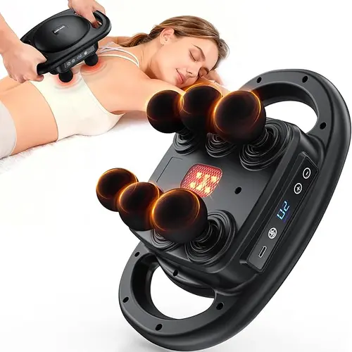 AERLANG Handheld Deep Tissue Massage Gun - Adjustable Percussion Muscle Massager with 6 Heads, 9 Levels, 4 Modes, Lightweight - Gym Use, Neck & Low Back Pain Relief Device, Christmas/Birthday/Father's Day Gift