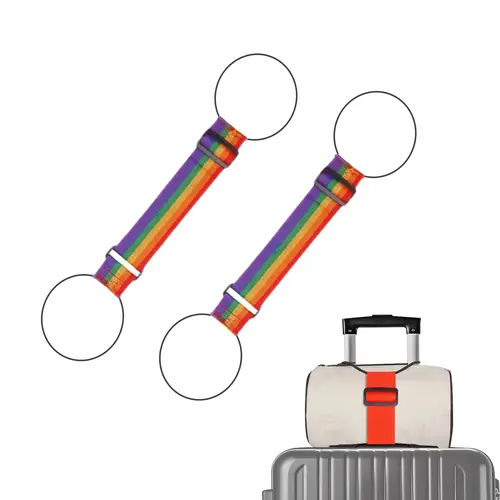 2 PCS TSA-Approved Lanyard Bag Hangers, Adjustable Black Thick Elastic Rope with Strap Buckle and Bottle Buckle Clip for Stable Suitcase-Bag Connection