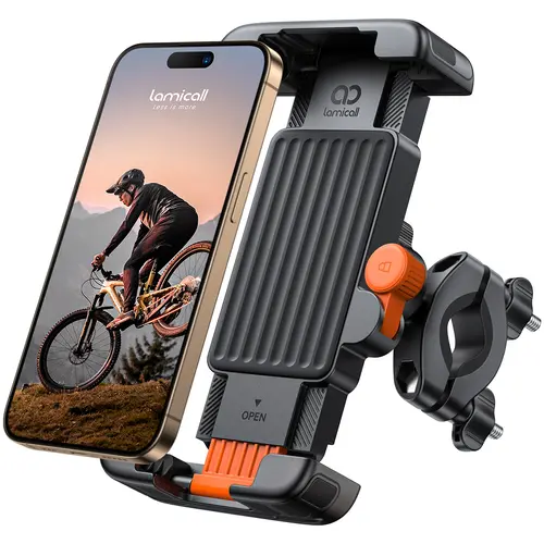 Lamicall Motorcycle Bike Smartphone Mount Accessories - 1s Quick Lock, Easy Installation Cellphone Mobile Holder Clip, Handlebar Clamp for 6-7" Phones iPhone 17/16/15 Pro Max Galaxy S25/S24 Ultra
