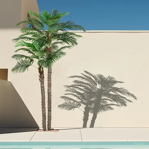 8FT Faux Palm Tree, Artificial Golden Cane Palm Tree Outdoor Indoor, Fake Tree for Home House Office Living Room Yard Patio