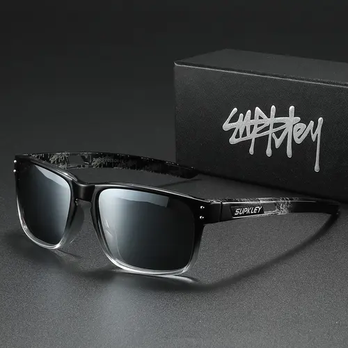 SUPKLEY Lightweight Polarized Square Framed Sunglasses for Men & Women, Trendy Frame for Travel and Outdoor Photography, Reducing Glare and Blocking UV Rays, Trendy Casual Sunglasses