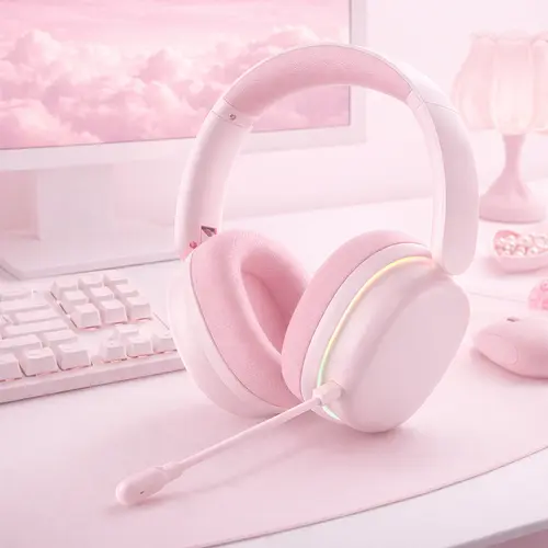 AULA G7 Pro Pink Over-Ear Wireless Gaming Headphones with Mic, 7.1 Surround Sound, Ultra-Low Latency, RGB, Noise-Canceling Audio Bluetooth Headset, Gaming Accessories, Headset for Gaming,summerwins