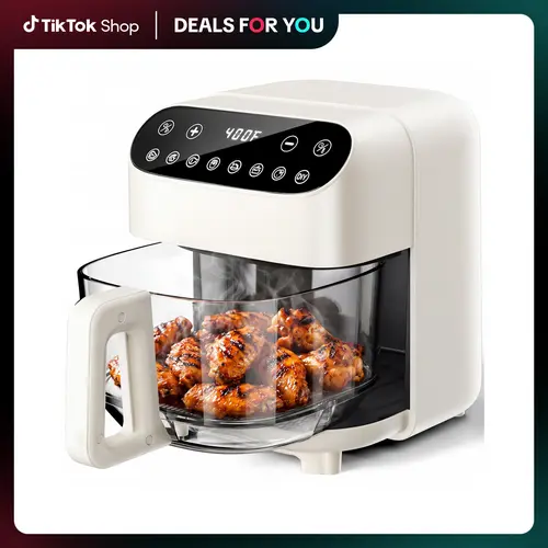 Kismile 5 Quart Air Fryer, 8 Preset Modes, Cook Whole Chicken/Wings/Fries/Steak, Visible Fry Bowl for Best Cooking Results, Non-Toxic High Borosilicate Glass Basket, Dishwasher Safe PFSA Free,
